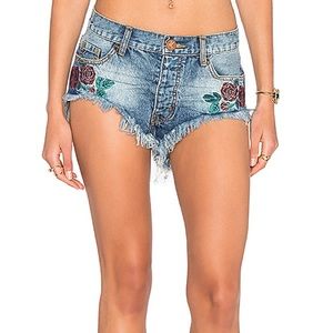 One Teaspoon REVOLVE ROLLERS BLUE CREAM Shorts
